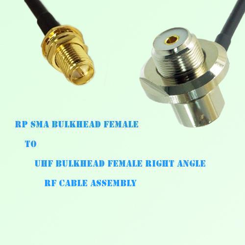 RP SMA Bulkhead Female to UHF Bulkhead Female R/A RF Cable Assembly