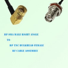 RP SMA Male Right Angle to RP TNC Bulkhead Female RF Cable Assembly