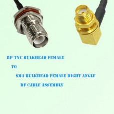 RP TNC Bulkhead Female to SMA Bulkhead Female R/A RF Cable Assembly