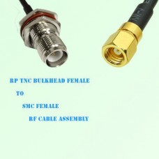 RP TNC Bulkhead Female to SMC Female RF Cable Assembly
