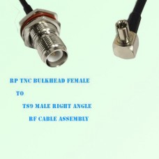 RP TNC Bulkhead Female to TS9 Male Right Angle RF Cable Assembly
