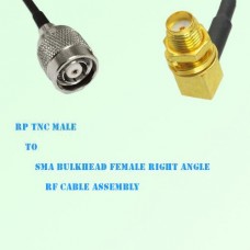 RP TNC Male to SMA Bulkhead Female Right Angle RF Cable Assembly