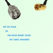 RP TNC Male to SMA Male Right Angle RF Cable Assembly