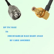 RP TNC Male to SMB Bulkhead Male Right Angle RF Cable Assembly