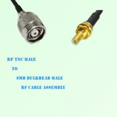 RP TNC Male to SMB Bulkhead Male RF Cable Assembly