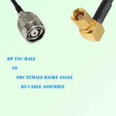 RP TNC Male to SMC Female Right Angle RF Cable Assembly