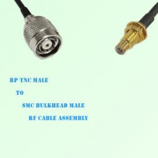 RP TNC Male to SMC Bulkhead Male RF Cable Assembly