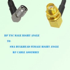 RP TNC Male R/A to SMA Bulkhead Female R/A RF Cable Assembly