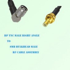 RP TNC Male Right Angle to SMB Bulkhead Male RF Cable Assembly
