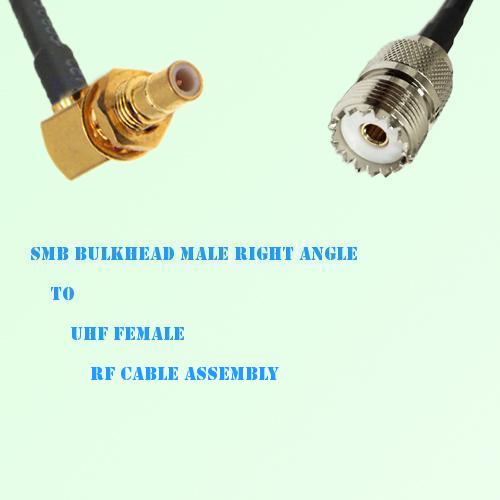SMB Bulkhead Male Right Angle to UHF Female RF Cable Assembly