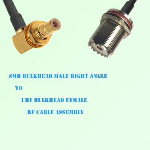 SMB Bulkhead Male Right Angle to UHF Bulkhead Female RF Cable Assembly