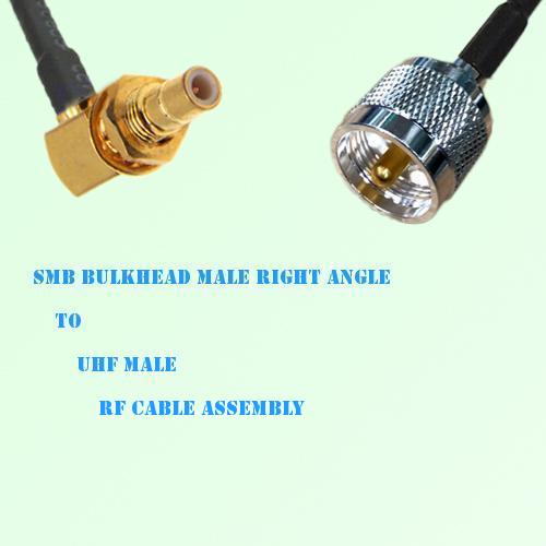 SMB Bulkhead Male Right Angle to UHF Male RF Cable Assembly