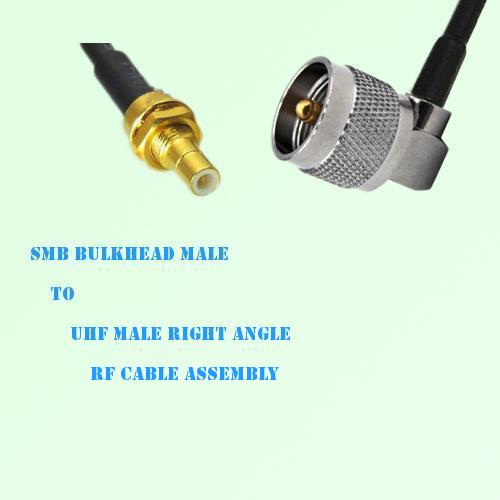 SMB Bulkhead Male to UHF Male Right Angle RF Cable Assembly