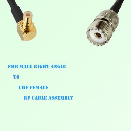SMB Male Right Angle to UHF Female RF Cable Assembly