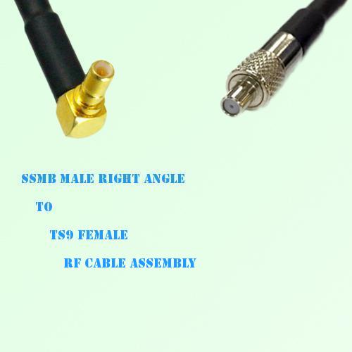 SSMB Male Right Angle to TS9 Female RF Cable Assembly
