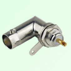 BNC Bulkhead Female Front Mount Right Angle Solder Cup Connector