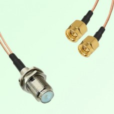 Splitter Y Type Cable F Bulkhead Female to SMA Male