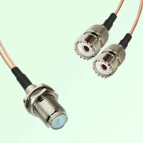 Splitter Y Type Cable F Bulkhead Female to UHF Female