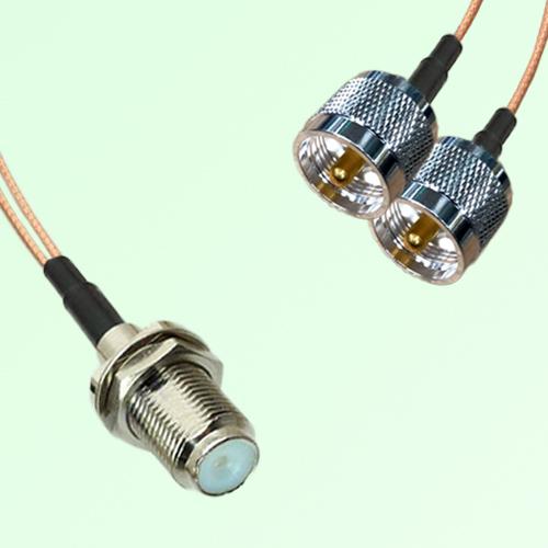 Splitter Y Type Cable F Bulkhead Female to UHF Male