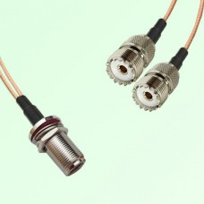 Splitter Y Type Cable N Bulkhead Female to UHF Female