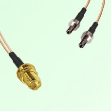 Splitter Y Type Cable RP SMA Bulkhead Female to CRC9 Male