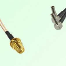 Splitter Y Type Cable RP SMA Bulkhead Female to MS162 Male Right Angle