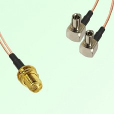 Splitter Y Type Cable RP SMA Bulkhead Female to TS9 Male Right Angle