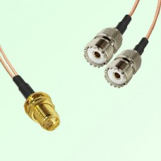 Splitter Y Type Cable RP SMA Bulkhead Female to UHF Female