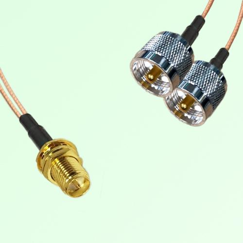 Splitter Y Type Cable RP SMA Bulkhead Female to UHF Male