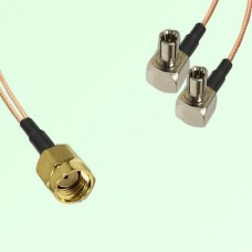 Splitter Y Type Cable RP SMA Male to TS9 Male Right Angle