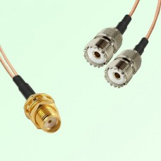 Splitter Y Type Cable SMA Bulkhead Female to UHF Female