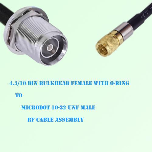 4.3/10 DIN Bulkhead Female to Microdot 10-32 UNF Male Cable Assembly 4.3/10 DIN Bulkhead Female to Microdot 10-32 UNF Male Cable Assembly