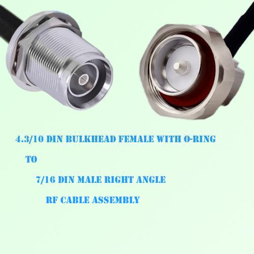 4.3/10 DIN Bulkhead Female to 7/16 DIN Male Right Angle Cable Assembly