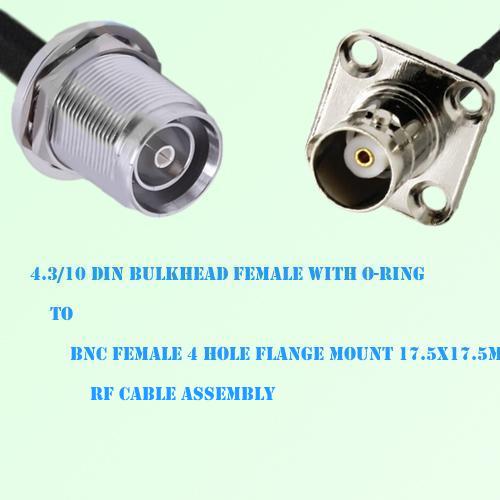 4.3/10 DIN Bulkhead Female to BNC Female 4 Hole 17.5x17.5mm Cable