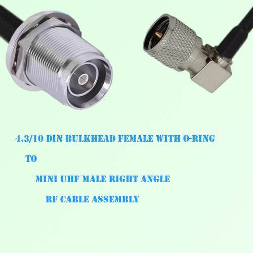 4.3/10 DIN Bulkhead Female to Mini UHF Male Right Angle Cable Assembly 4.3/10 DIN Bulkhead Female to Mini UHF Male Right Angle Cable Assembly
