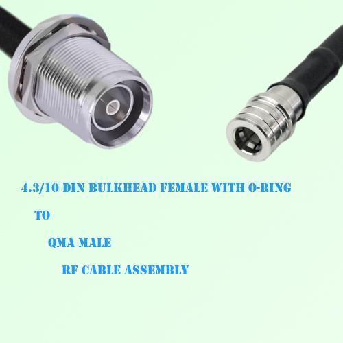 4.3/10 DIN Bulkhead Female with O-Ring to QMA Male RF Cable Assembly 4.3/10 DIN Bulkhead Female with O-Ring to QMA Male RF Cable Assembly
