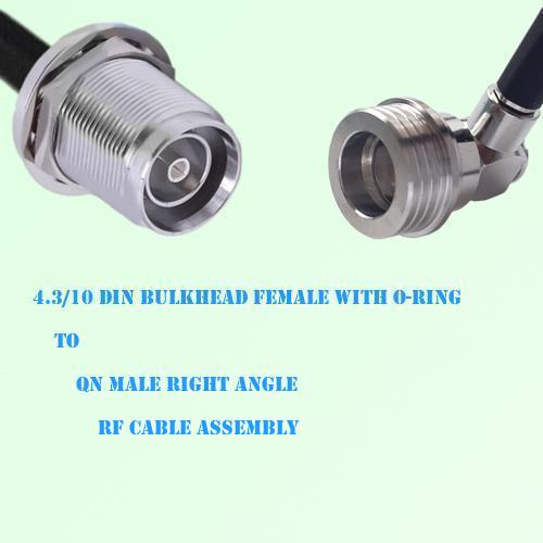 4.3/10 DIN Bulkhead Female to QN Male Right Angle Cable Assembly 4.3/10 DIN Bulkhead Female to QN Male Right Angle Cable Assembly