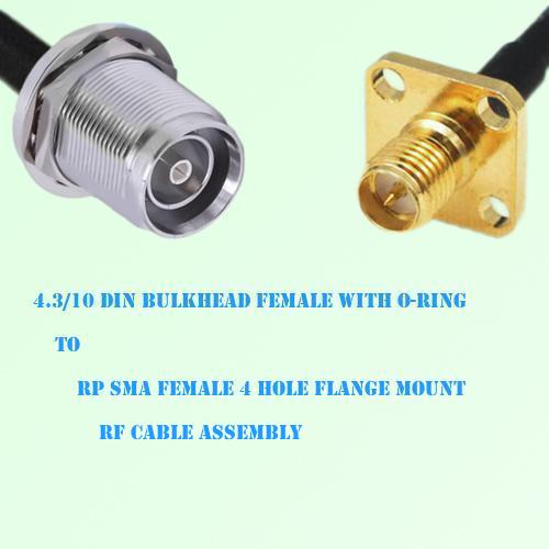 4.3/10 DIN Bulkhead Female to RP SMA Female 4 Hole Cable Assembly