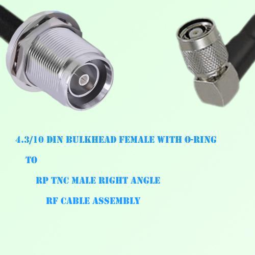 4.3/10 DIN Bulkhead Female to RP TNC Male Right Angle Cable Assembly 4.3/10 DIN Bulkhead Female to RP TNC Male Right Angle Cable Assembly