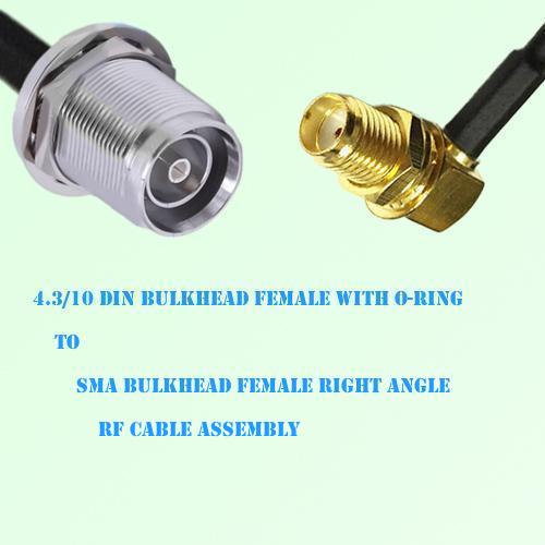 4.3/10 DIN Bulkhead Female to SMA Bulkhead Female Right Angle Cable 4.3/10 DIN Bulkhead Female to SMA Bulkhead Female Right Angle Cable