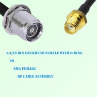 4.3/10 DIN Bulkhead Female with O-Ring to SMA Female RF Cable Assembly