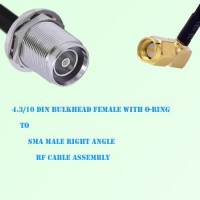 4.3/10 DIN Bulkhead Female to SMA Male Right Angle Cable Assembly