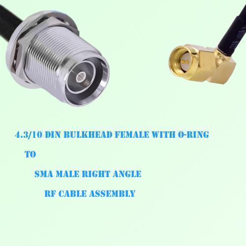 4.3/10 DIN Bulkhead Female to SMA Male Right Angle Cable Assembly