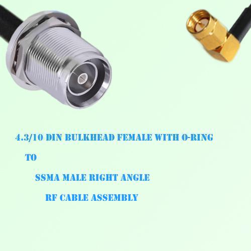 4.3/10 DIN Bulkhead Female to SSMA Male Right Angle Cable Assembly 4.3/10 DIN Bulkhead Female to SSMA Male Right Angle Cable Assembly