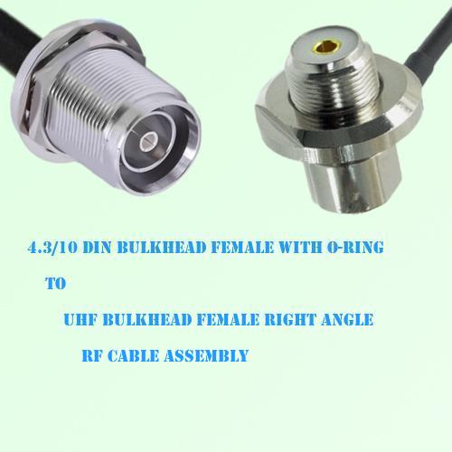 4.3/10 DIN Bulkhead Female to UHF Bulkhead Female Right Angle Cable 4.3/10 DIN Bulkhead Female to UHF Bulkhead Female Right Angle Cable