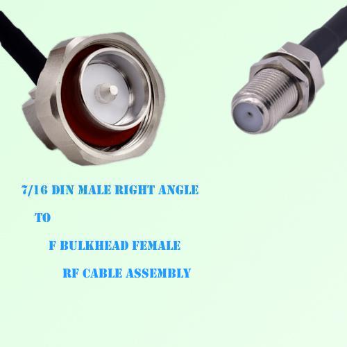 7/16 DIN Male Right Angle to F Bulkhead Female RF Cable Assembly