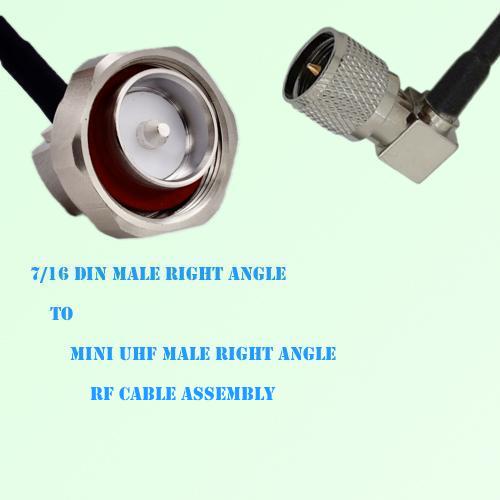 7/16 DIN Male Right Angle to Mini UHF Male Right Angle Cable Assembly