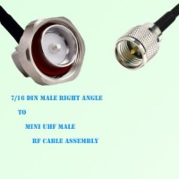 7/16 DIN Male Right Angle to Mini UHF Male RF Cable Assembly