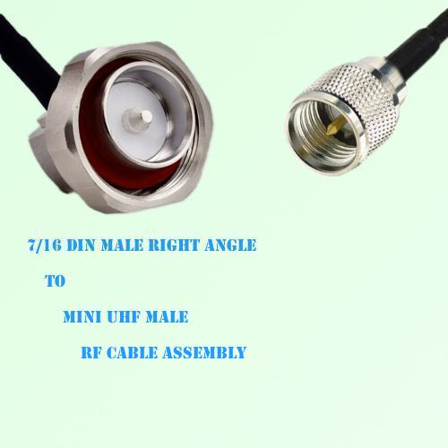7/16 DIN Male Right Angle to Mini UHF Male RF Cable Assembly 7/16 DIN Male Right Angle to Mini UHF Male RF Cable Assembly