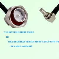7/16 DIN Male Right Angle to QMA Bulkhead Female Right Angle Cable